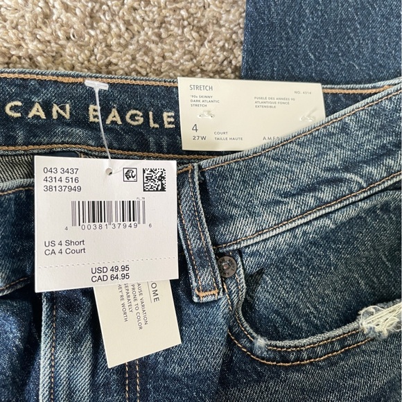 American Eagle Outfitters | 90s Skinny Jeans | Dark Atlantic Stretch NWT - Picture 7 of 7
